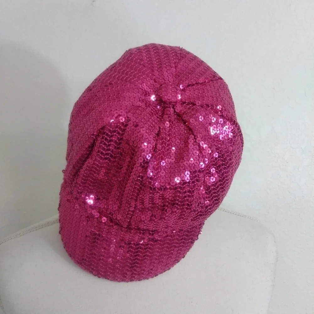 Disney Parks Mickey Minnie Mouse Sequin Embellished Pink Gold Ornate Cap Hat